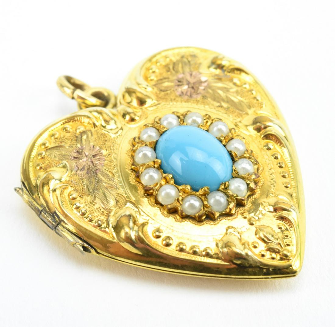 Estate Heart Form Repousse Locket: Estate Heart Form Repousse Locket. Gold filled heart form locket necklace pendant. Measures just under 1.5 inches in length.