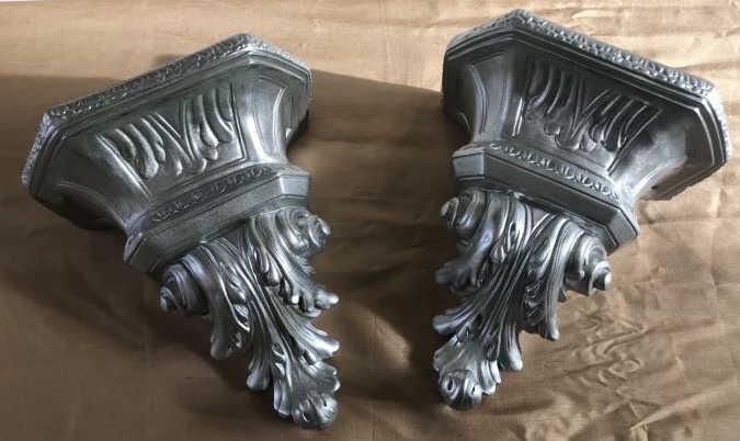 Pair Of Silver Tone Wall Pocket Vases (1 of 3)