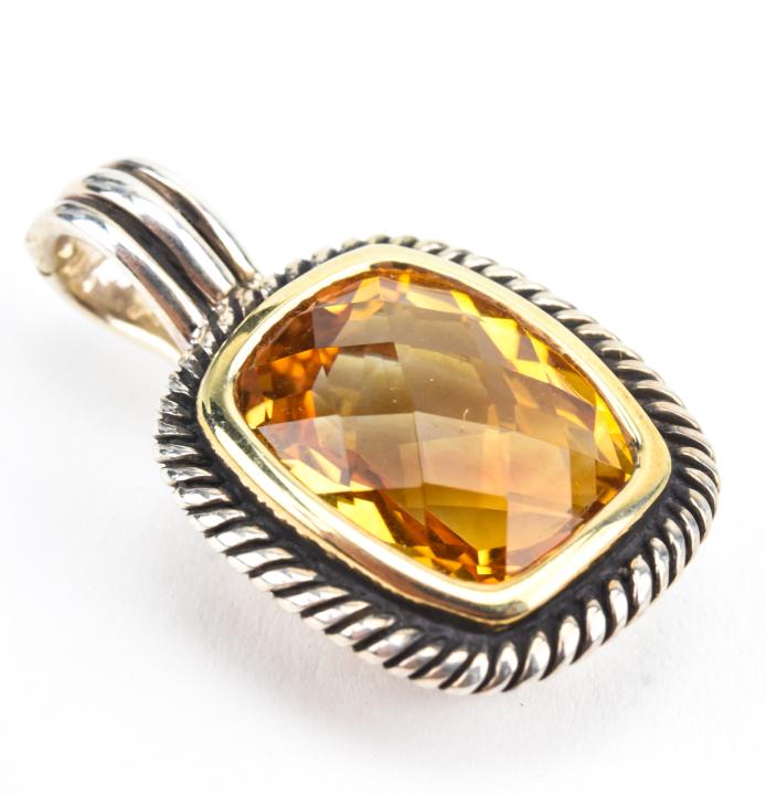14kt Yellow Gold Sterling & Citrine Pendant (1 of 3)