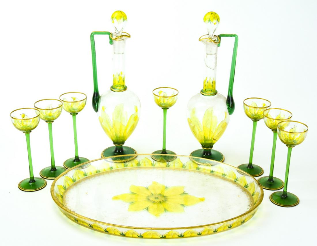 Antique C. 1900 Art Glass Decanter Set (1 of 10)