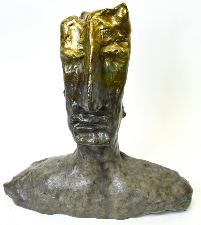 Jamali Abstract Bronze Bust of Male: Jamali Abstract Bronze Bust of Male. Signed by the artist. 20 inches x 19 inches x 7 inches