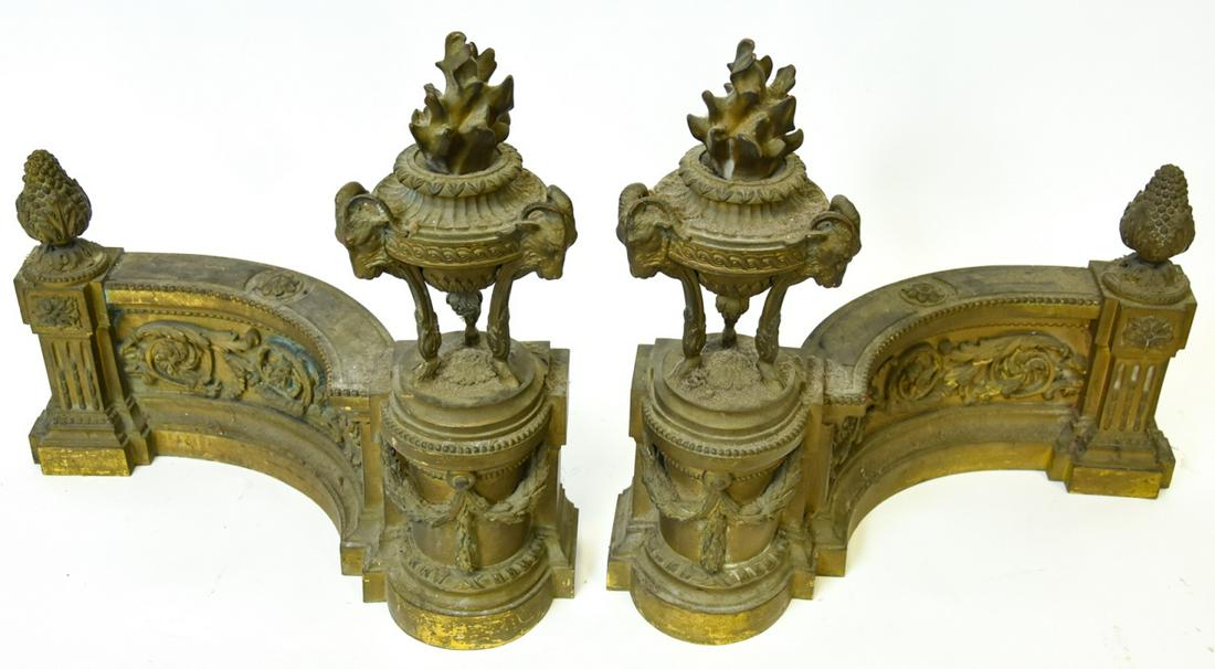 Antique Neo Classical Cast Bronze Fireplace Chenet (1 of 9)