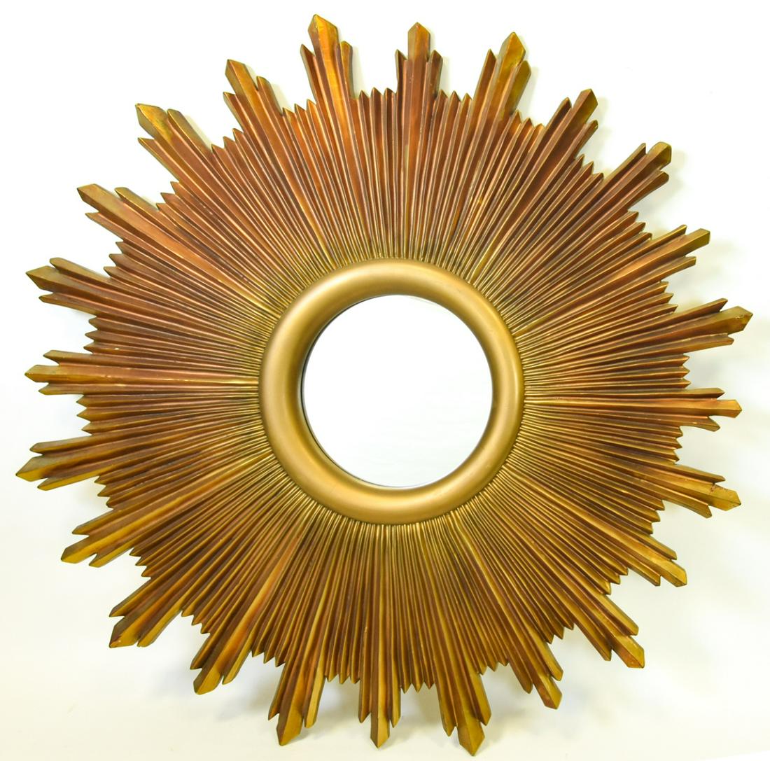Composite Molded Gilt Star Burst Mirror: Composite Molded Gilt Star Burst Mirror. 46 inches x 46 inches