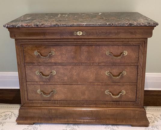 Henredon Marble Top Burled Commode (1 of 7)