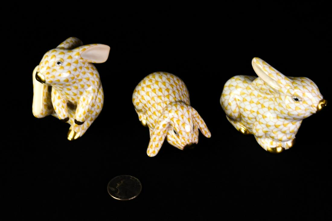 Trio Herend Porcelain Hand Painted Bunnie, Rabbits (1 of 9)