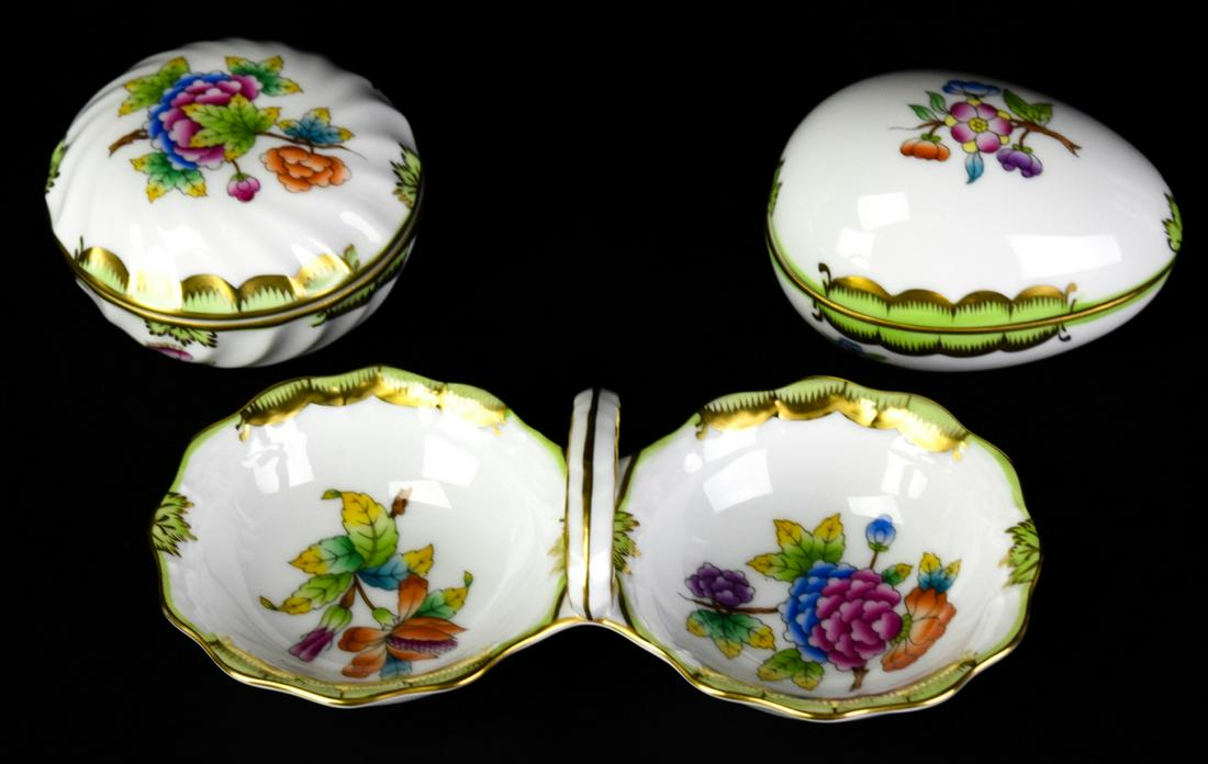 Trio Herend Porcelain Hand Painted Containers (1 of 10)