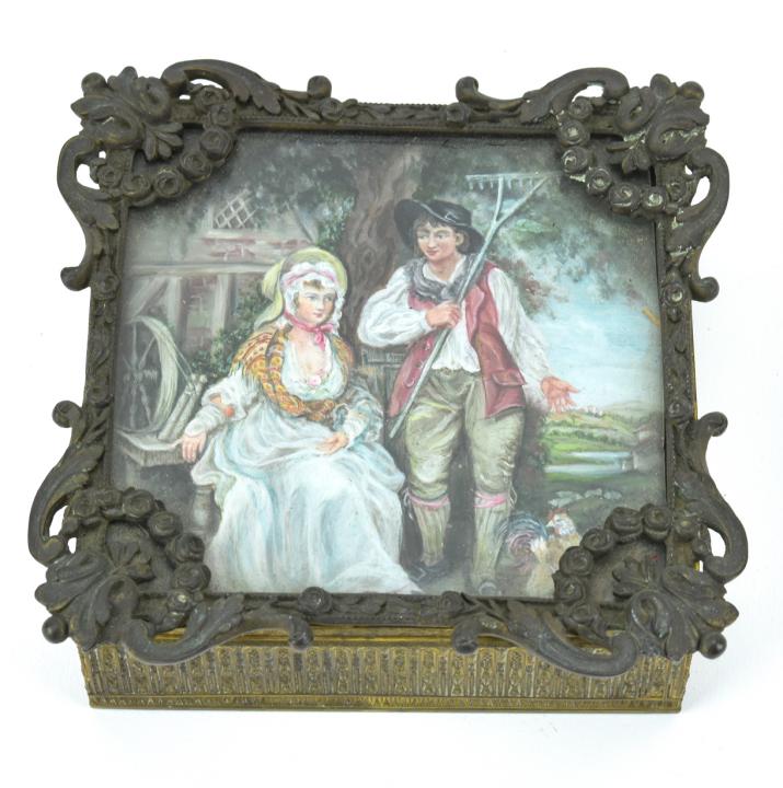 Antique French Jewelry Box w Portrait Miniature (1 of 10)
