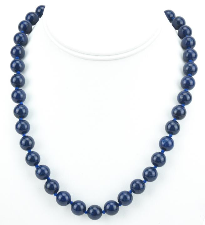 Hand Knotted 8 MM Bead Lapis Lazuli Necklace (1 of 6)
