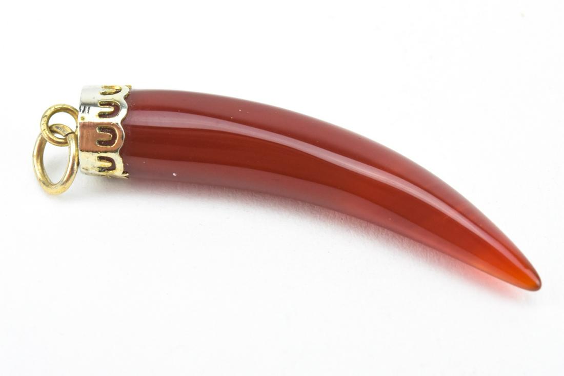 Estate Carnelian Horn Form Necklace Pendant: Estate Carnelian Horn Form Necklace Pendant. Measures just under 2 inches in length.