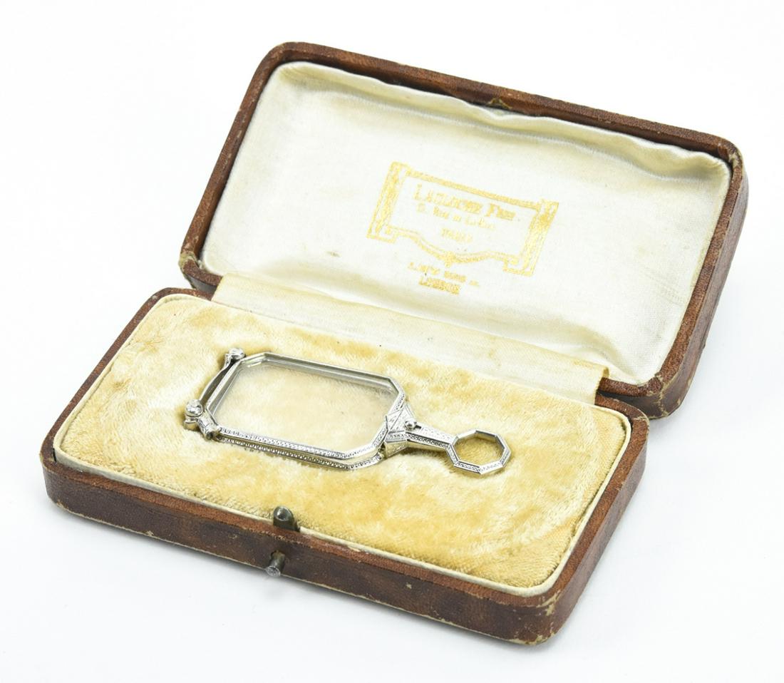 Antique Platinum & Diamond Lorgnette In Box (1 of 9)