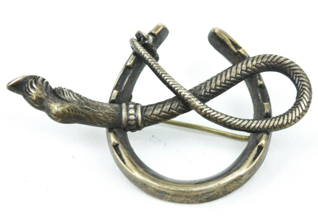 Antique Sterling Horseshoe & Crop Brooch (1 of 6)