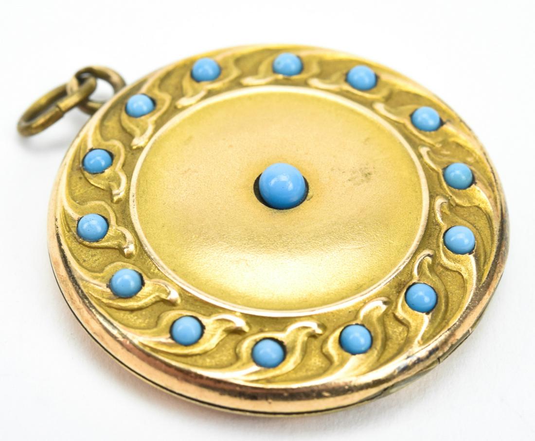 Antique 19th C Turquoise Glass Locket (1 of 5)
