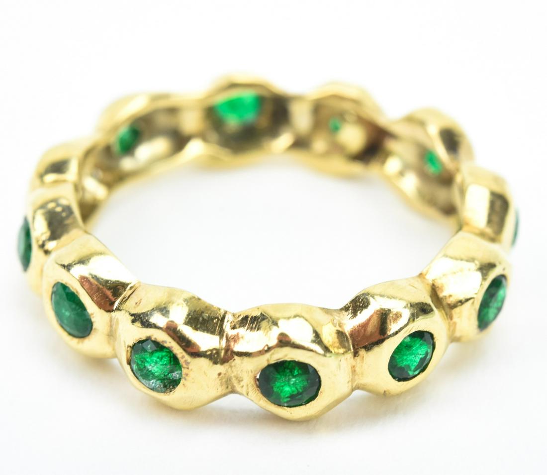 Estate Handmade 14kt Gold & Emerald Band Ring (1 of 5)