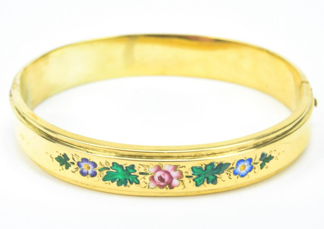 Antique 14kt Gold & Enamel Floral Motif Bracelet (1 of 7)