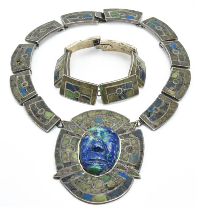 Vintage Mexican Sterling Silver Panel Necklace (1 of 10)