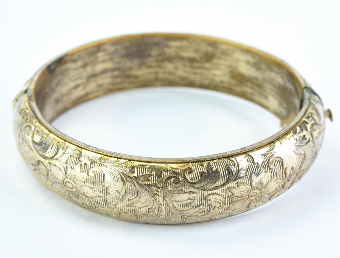 Antique Gold Filled Hinged Bangle Bracelet (1 of 7)