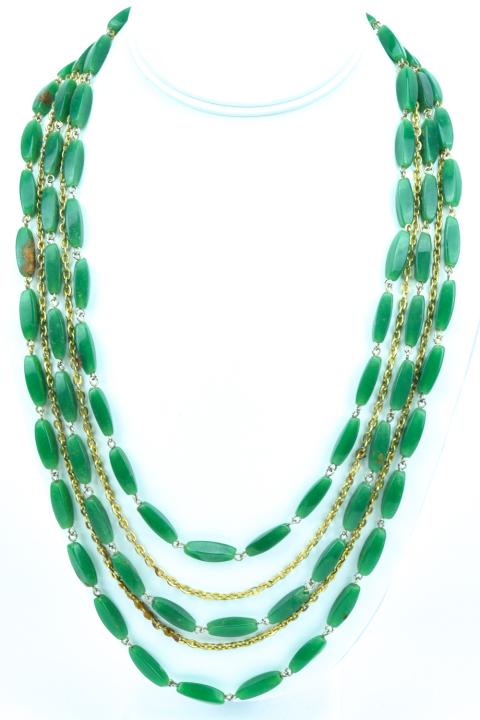 Vintage Multi Strand Peking Jade Glass Necklace (1 of 7)