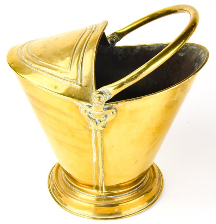 Antique Gilt Brass Fireplace Coal Scuttle (1 of 7)