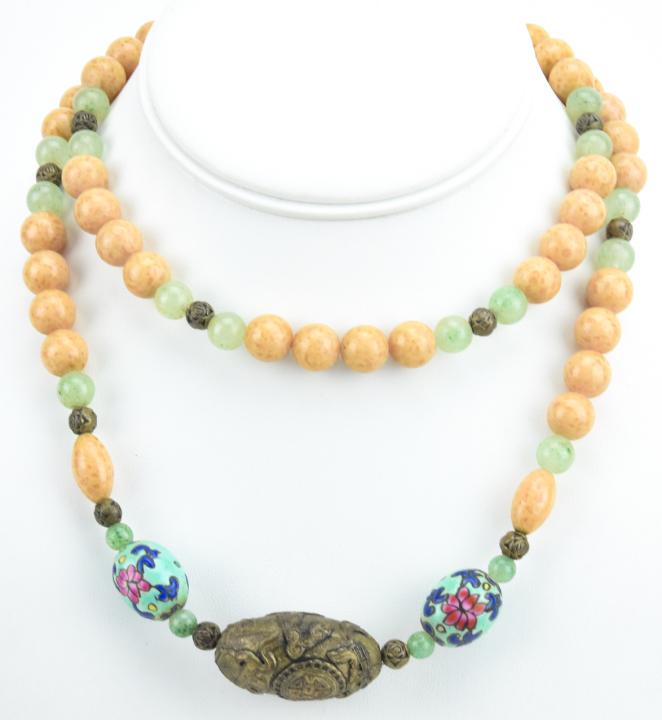 Estate Chinese Jade & Hardstone Necklace (1 of 8)