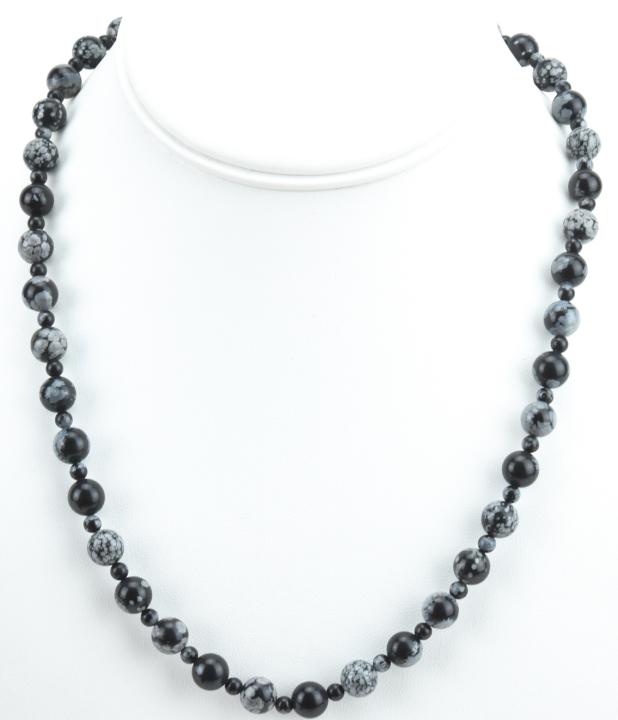Vintage Snowflake Obsidian Necklace W Heart Clasp (1 of 6)