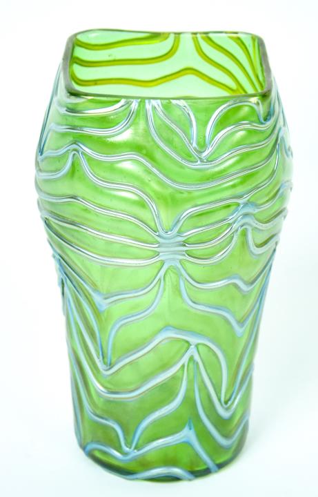 Antique Loetz Art Glass Vase: Antique Loetz Art Glass Vase. 7 inches x 5 inches in diameter.