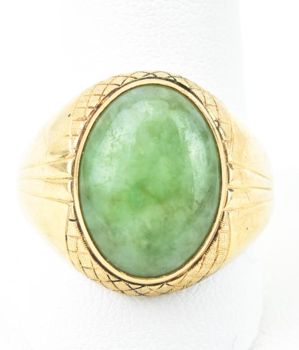 Estate 14kt Yellow Gold & Jade Ring (1 of 6)