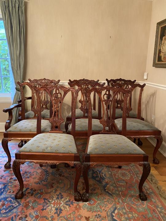 Set 8 Chippendale Style Upholstered Dining Chairs (1 of 16)