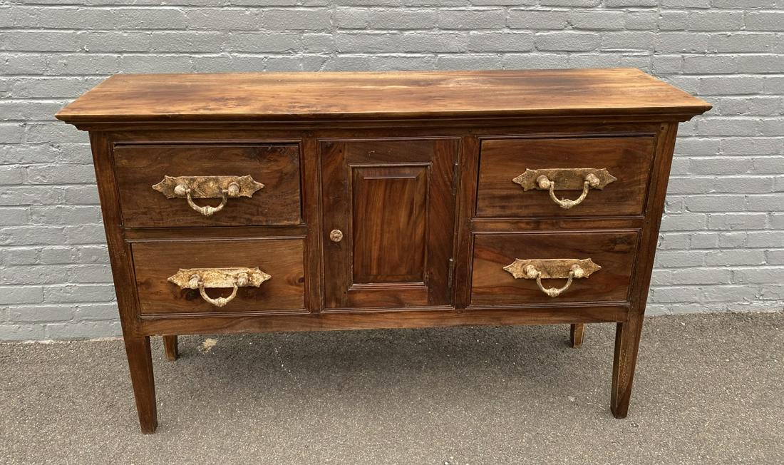 Arts & Crafts Style Stained Pine 4 Drawer Cabinet (1 of 6)