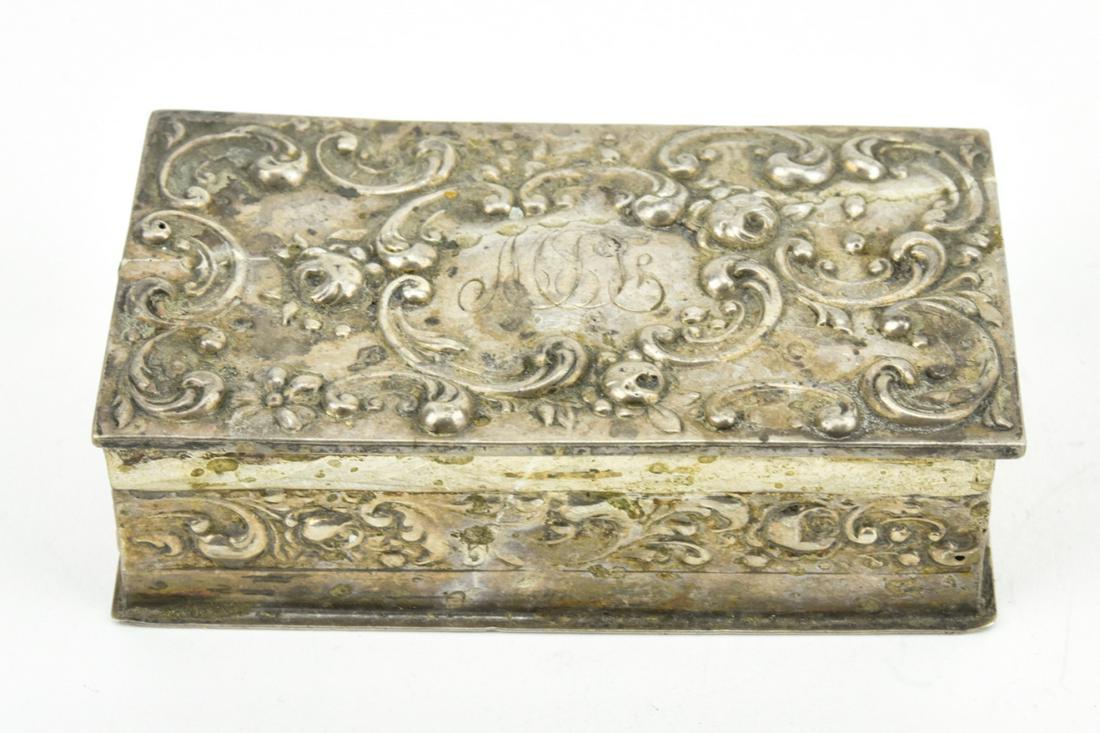 Antique Sterling Silver At Repousse Stamp Box (1 of 8)