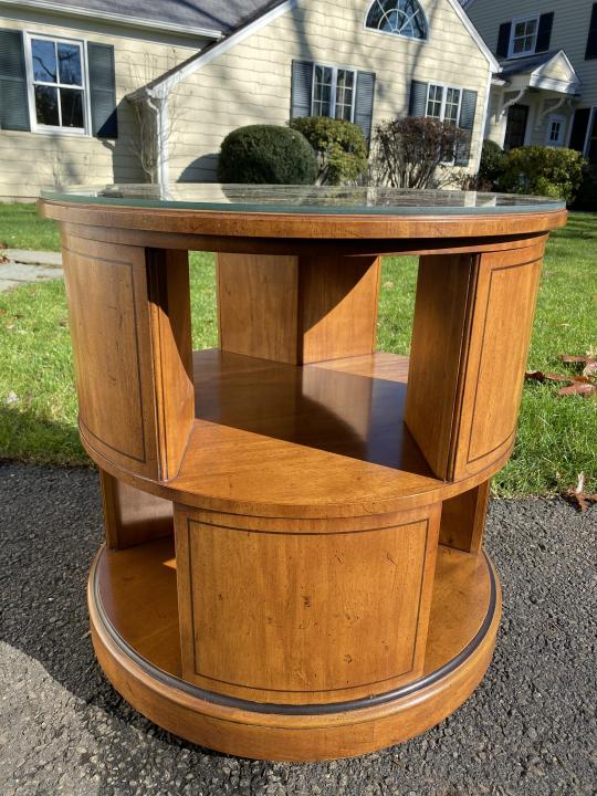 Mid C. Modern Round Table W Open Storage Shelves (1 of 7)