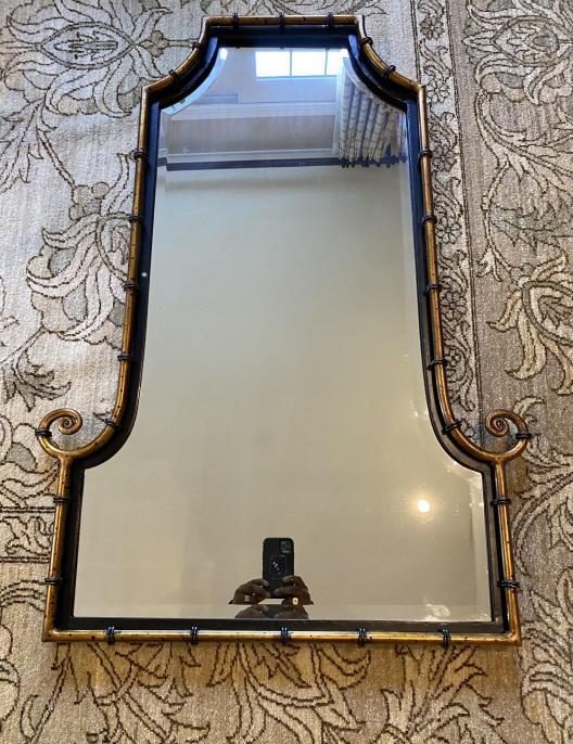 Chinese Style Gilt Metal Faux Bamboo Wall Mirror (1 of 3)