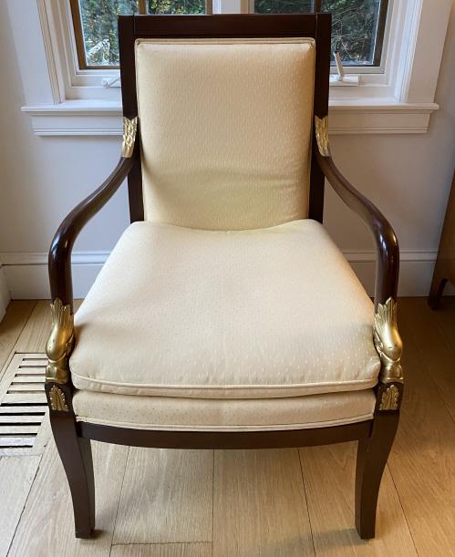 French Empire Upholstered Armchair W Gilt Accents (1 of 10)