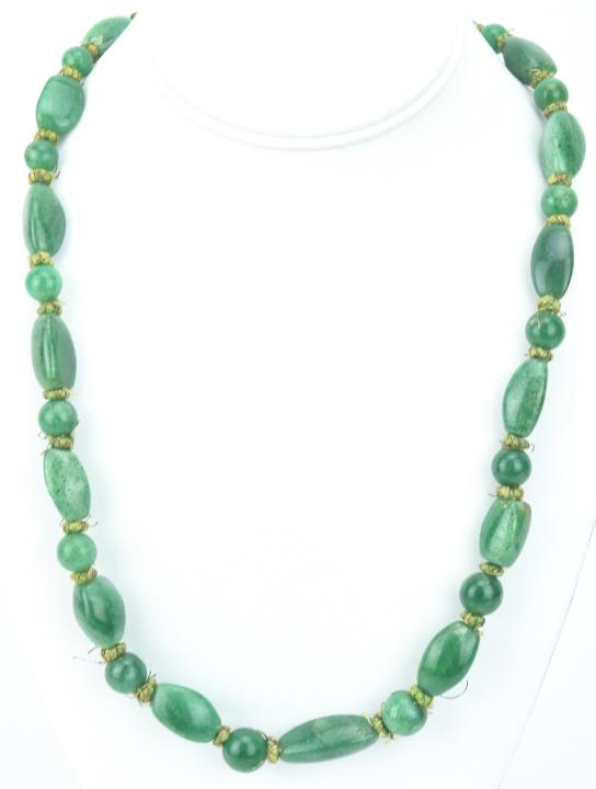 Antique Handmade Carved Jade Bead Necklace Strand (1 of 5)
