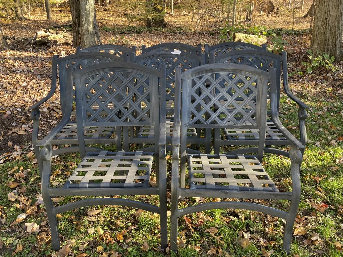 8 Outdoor Cast Aluminum Dining Armchairs (1 of 8)