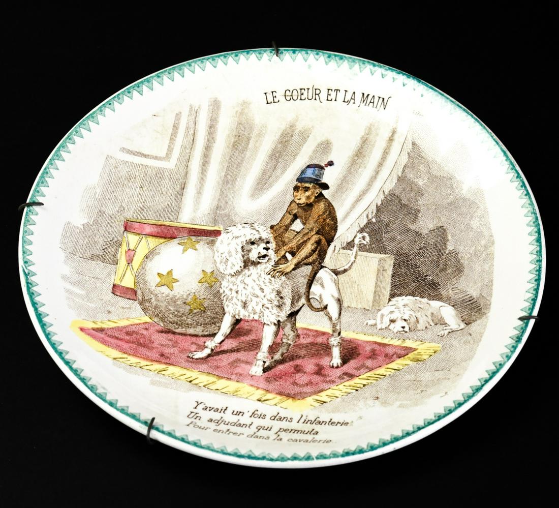 Antique Le Coeur Et La Main Dog & Monkey Plate (1 of 6)
