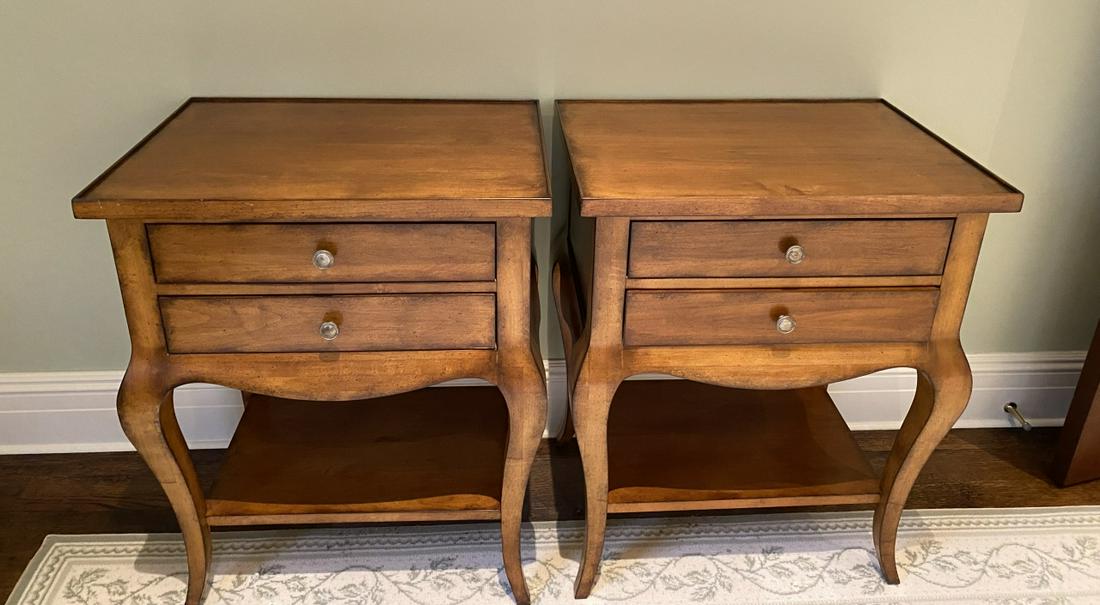 Pair Century French Country 2 Drawer Nightstands (1 of 8)