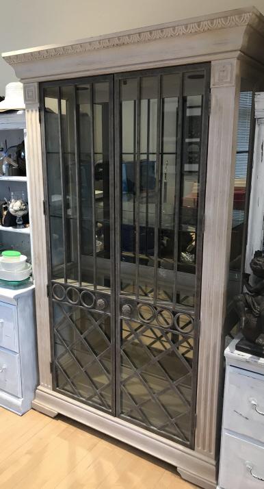 China Cabinet W Mirrored Back Wrought Iron Doors (1 of 5)