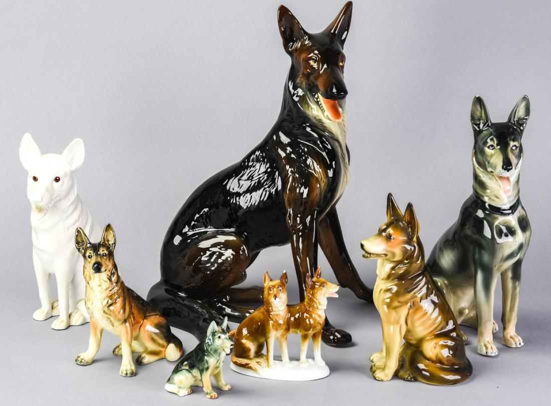 Lot 7 Porcelain Seated German Shepherd Figurines (1 of 9)