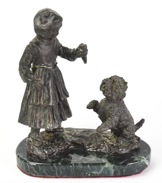 Baldwin Bronze Statue Bouvier Dog With Girl (1 of 6)