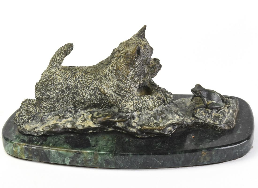 Baldwin Bronze Statue Bouvier Dog & Frog (1 of 5)