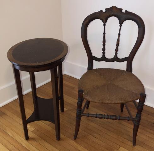 Antique Carved Victorian Parlor Chair & Side Table (1 of 2)