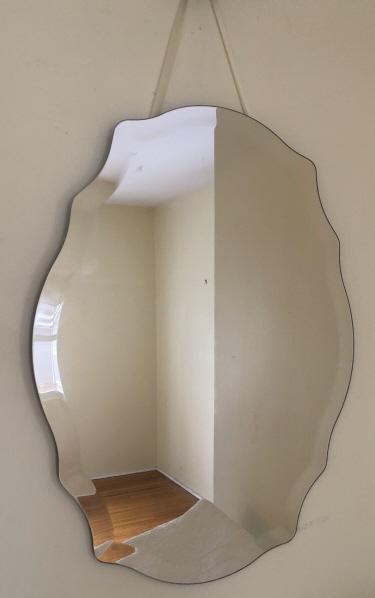 Shabby Chic Cut Medallion Mirror on Ribbon Hanger (1 of 2)