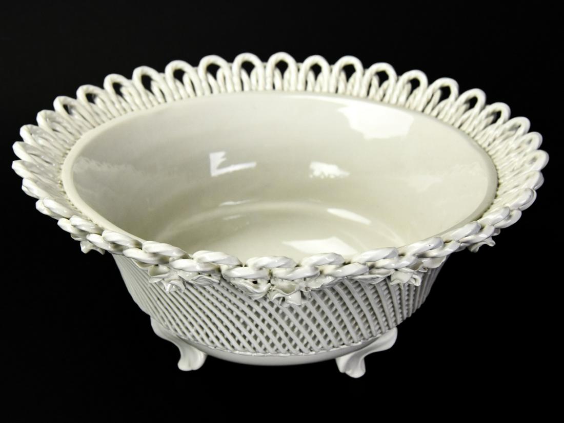 Black Starr & Gorham Faience Lattice Bowl: Black Starr & Gorham Faience White Lattice Bowl. Made in Italy. Measures 5 inches high by 9.5 inches in diameter.