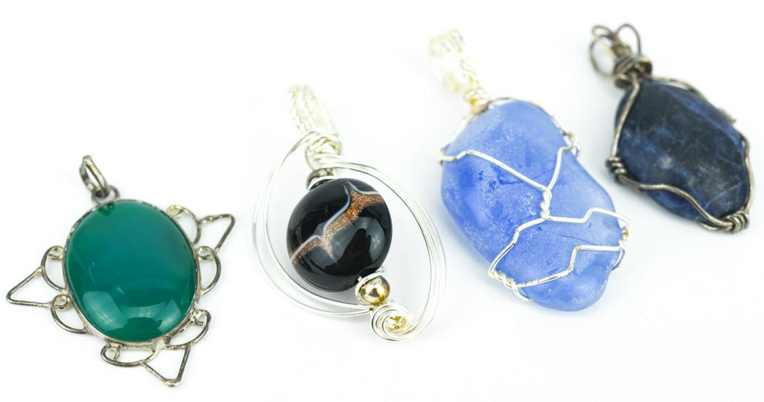 Collection Silver Wire Wrapped Necklace Pendants (1 of 6)