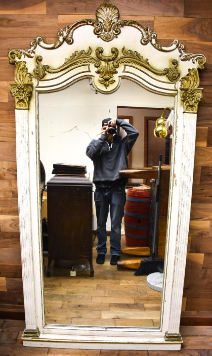 Large Antique Gilded & Painted Rococo Mirror (1 of 6)