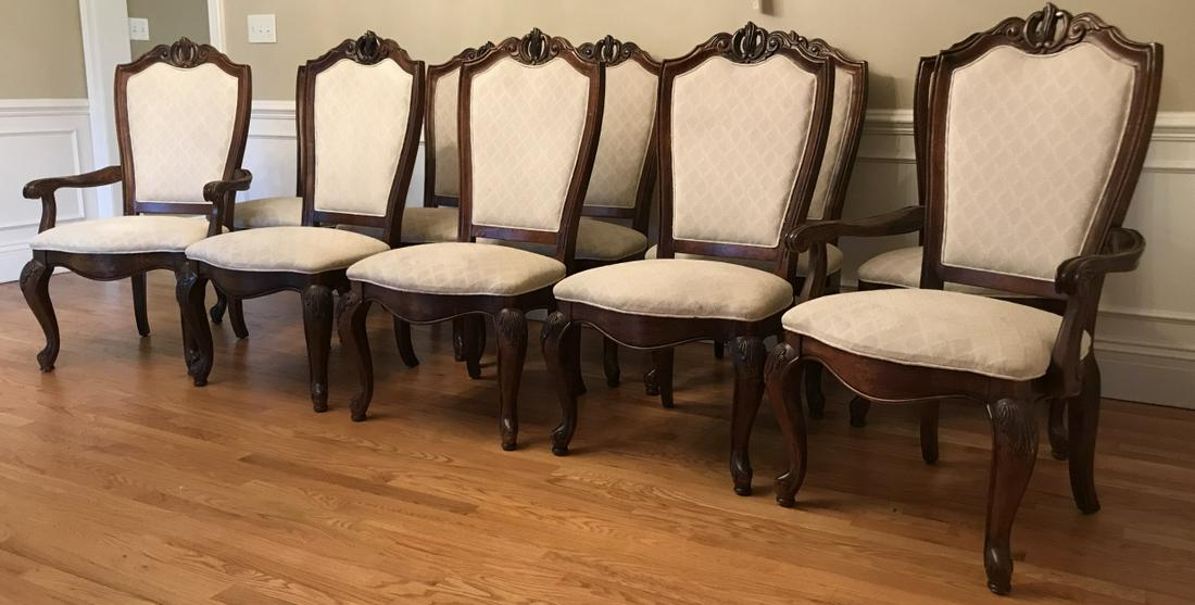 Set of Ten Hand Carved Wood Dining Room Chairs (1 of 5)