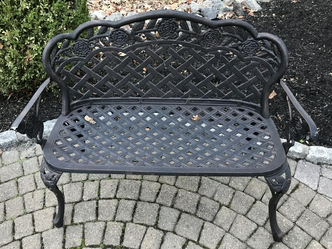 Black Painted Cast Aluminum Garden Bench (1 of 2)