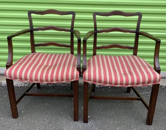 Pair French Country Upholstered Dining Armchairs (1 of 4)