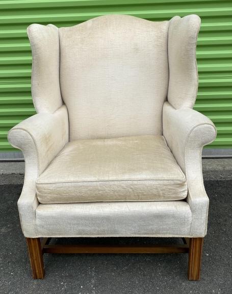 Custom Upholstered Velour Wingback Chair (1 of 4)