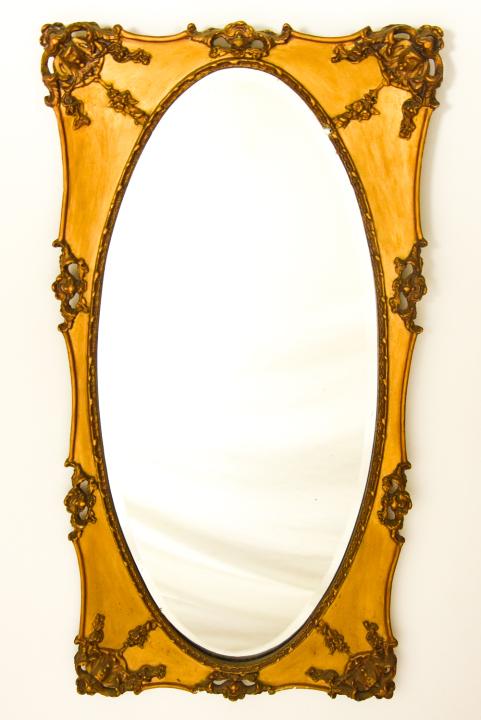 Rococo Style Oval Mirror With Carved Frame (1 of 9)